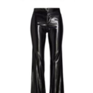 Alice & Olivia Black Vegan Leather bootcut pants